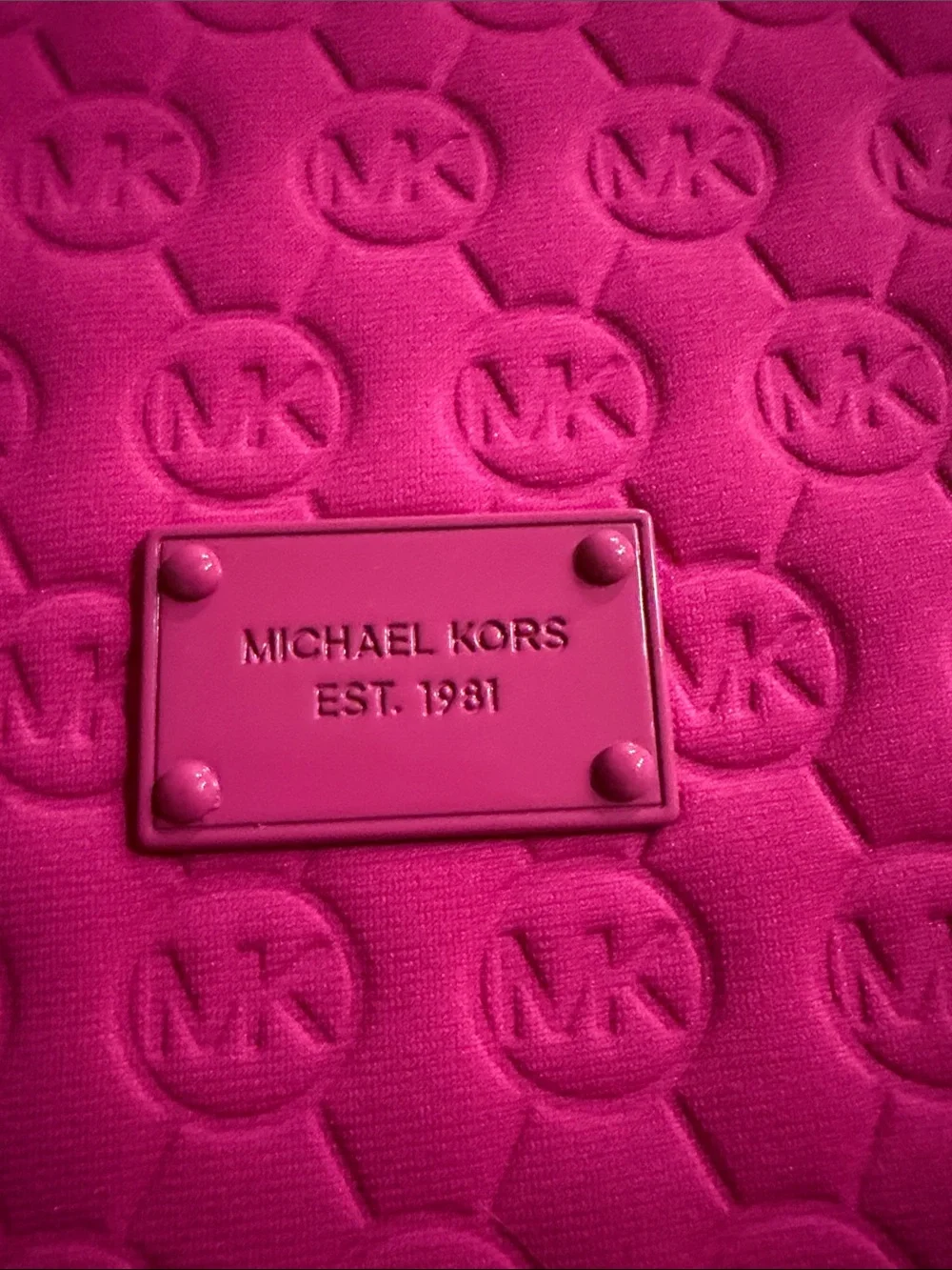Michael Kors Fuchsia Quilted MK Logo Laptop Sleeve